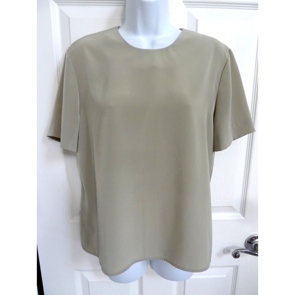 KASPER & CO. Sz 8 Med. Career Office Blouse Professional Short Sleeve Dove Gray